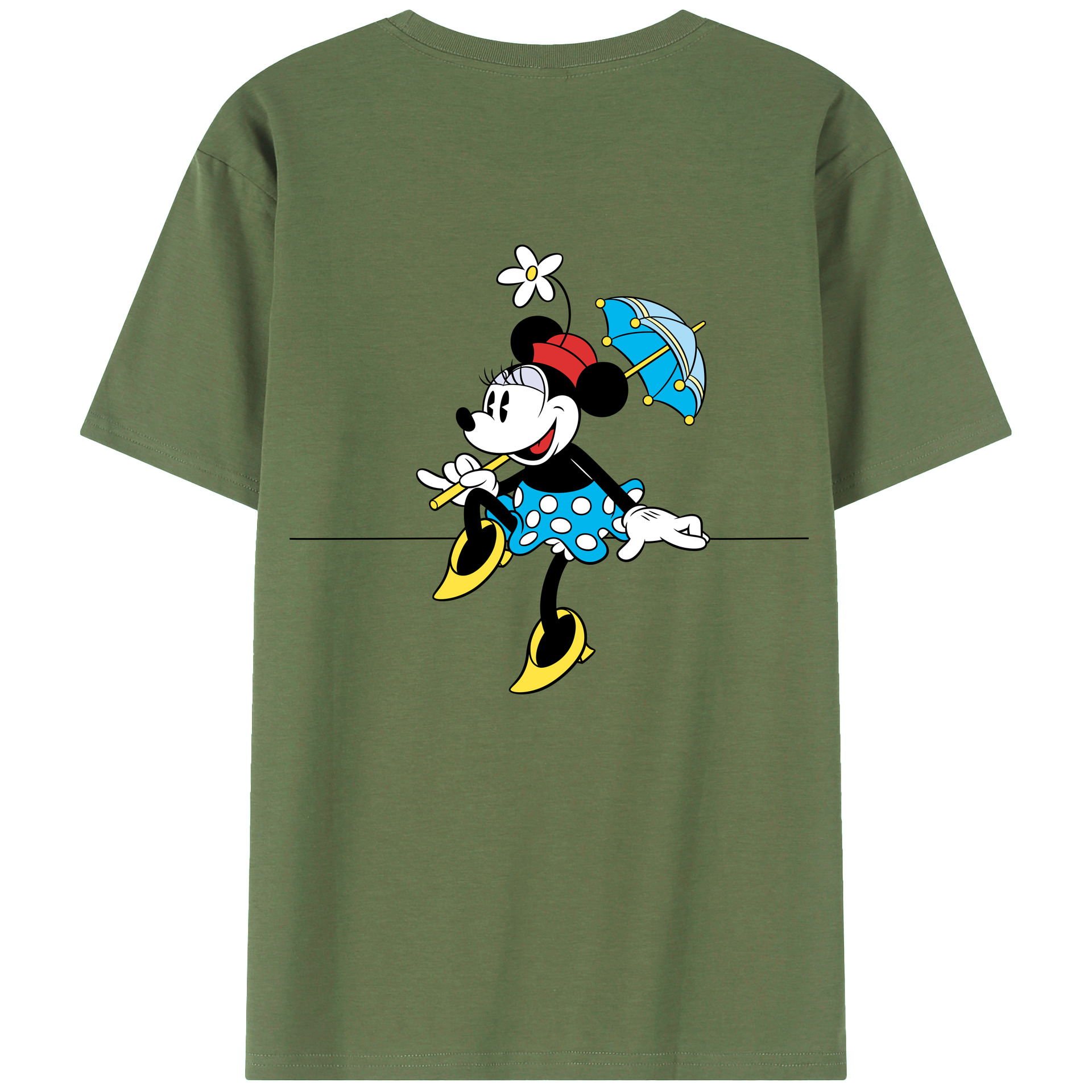 ミッキーマウス Mickey Mouse 綿100％ メンズ半袖Tシャツ（バックプリント） 通気性